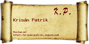 Krisán Patrik névjegykártya